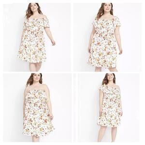 Lane Bryant Women's Dress Convertible Neckline Cottagecore Floral Eyelet Size 18